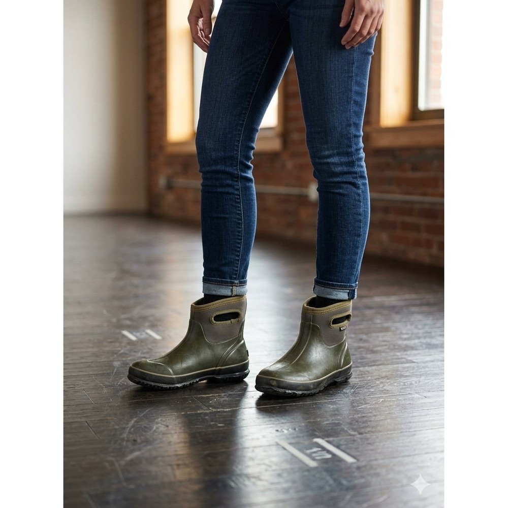 Bogs Classic Short Waterproof Rain Boots Olive Green Womens 9 71148-300